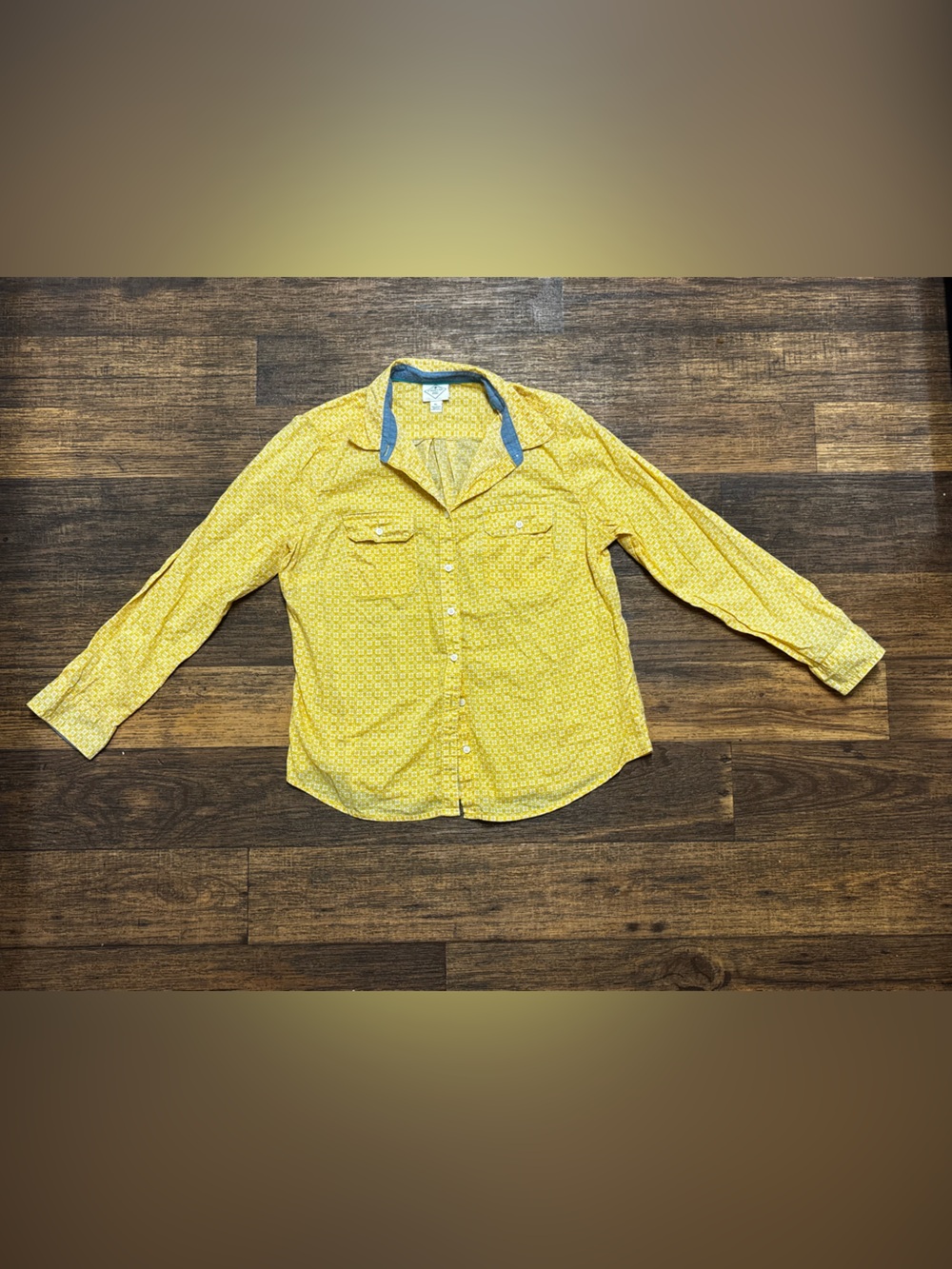 St. John's Bay Yellow Printed Button-Up Shirt